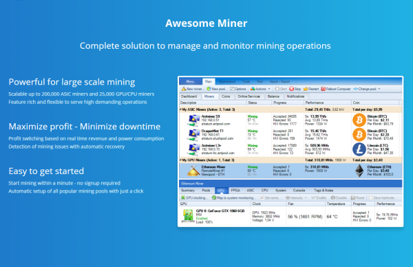[Awesome Miner] - мощный графический интерфейс Windows